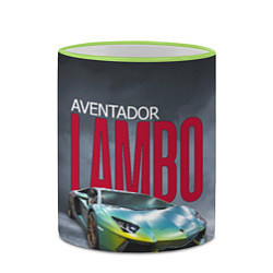 Кружка 3D Итальянский суперкар Lambo Aventador, цвет: 3D-светло-зеленый кант — фото 2