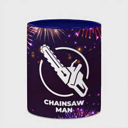 Кружка 3D Праздничный Chainsaw Man, цвет: 3D-белый + синий — фото 2