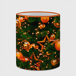 Кружка 3D Новогодние игрушки на ветках, цвет: 3D-оранжевый кант — фото 2
