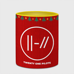 Кружка 3D Twenty One Pilots new year, цвет: 3D-белый + желтый — фото 2