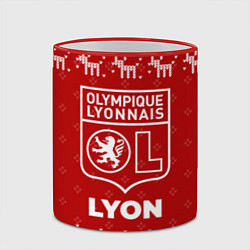 Кружка 3D Новогодний Lyon с оленями, цвет: 3D-красный кант — фото 2