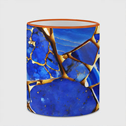 Кружка 3D A gold mineral in a blue stone, цвет: 3D-оранжевый кант — фото 2