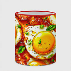 Кружка 3D Яичница с беконом, цвет: 3D-красный кант — фото 2
