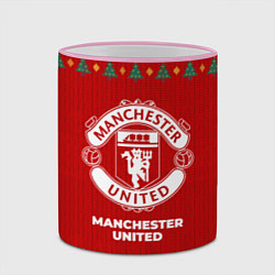 Кружка 3D Manchester United new year, цвет: 3D-розовый кант — фото 2