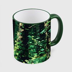 Кружка 3D Зелёный летний лес, цвет: 3D-зеленый кант