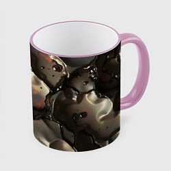 Кружка 3D Жидкая субстанция светло-коричневая, цвет: 3D-розовый кант