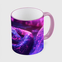 Кружка 3D Кибер-змея неоновая, цвет: 3D-розовый кант