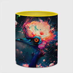 Кружка 3D Космический казуар - нейросеть, цвет: 3D-белый + желтый — фото 2