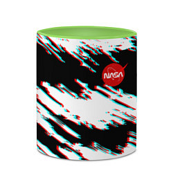 Кружка 3D Nasa glitch color, цвет: 3D-белый + светло-зеленый — фото 2