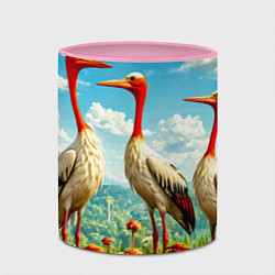 Кружка 3D Аисты в горах, цвет: 3D-белый + розовый — фото 2