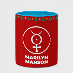 Кружка 3D Marilyn Manson new year, цвет: 3D-белый + небесно-голубой — фото 2