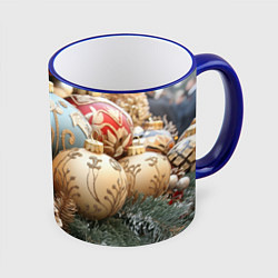 Кружка 3D Большие новогодние шары, цвет: 3D-синий кант