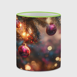Кружка 3D Фиолетовые новогодние шары, цвет: 3D-светло-зеленый кант — фото 2