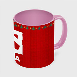 Кружка 3D Dota new year, цвет: 3D-белый + розовый