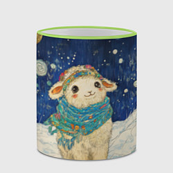Кружка 3D Новогодняя милая овечка, цвет: 3D-светло-зеленый кант — фото 2