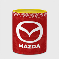 Кружка 3D Новогодний Mazda, цвет: 3D-белый + желтый — фото 2