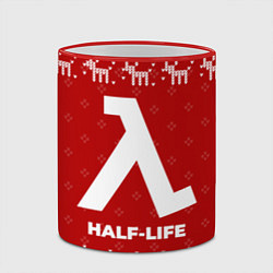 Кружка 3D Новогодний Half-Life с оленями, цвет: 3D-красный кант — фото 2