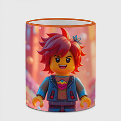 Кружка 3D Роблокс человечек с красными волосами, цвет: 3D-оранжевый кант — фото 2