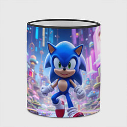 Кружка 3D Sonic в неоновом городе, цвет: 3D-черный кант — фото 2