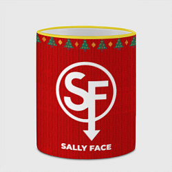 Кружка 3D Sally Face new year, цвет: 3D-желтый кант — фото 2
