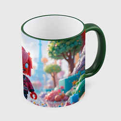 Кружка 3D Robloх с розовыми волосами, цвет: 3D-зеленый кант