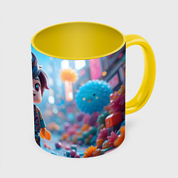 Кружка 3D Человечек из лего, цвет: 3D-белый + желтый