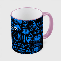 Кружка 3D The Witcher logo pattern, цвет: 3D-розовый кант