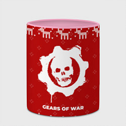 Кружка 3D Новогодний Gears of War с оленями, цвет: 3D-белый + розовый — фото 2