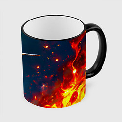 Кружка 3D Колибри в огне, цвет: 3D-черный кант