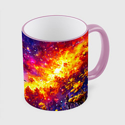 Кружка 3D Пчелка в космосе, цвет: 3D-розовый кант