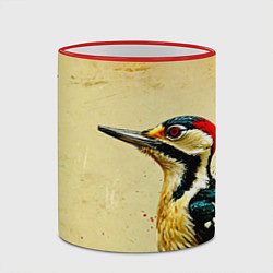 Кружка 3D Большой дятел, цвет: 3D-красный кант — фото 2
