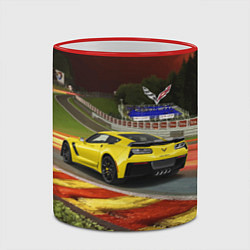 Кружка 3D Chevrolet Corvette на гоночной трассе, цвет: 3D-красный кант — фото 2