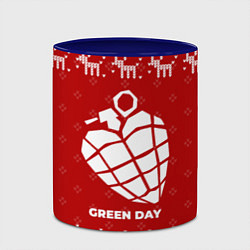 Кружка 3D Новогодний Green Day с оленями, цвет: 3D-белый + синий — фото 2