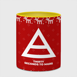 Кружка 3D Новогодний Thirty Seconds to Mars с оленями, цвет: 3D-белый + желтый — фото 2