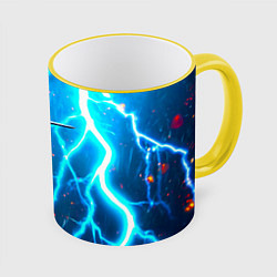 Кружка 3D Колибри в грозу, цвет: 3D-желтый кант