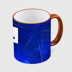 Кружка 3D Rust blue poly, цвет: 3D-оранжевый кант