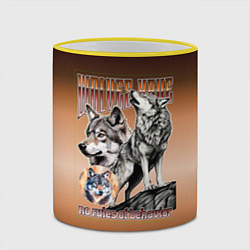 Кружка 3D Волки с надписью, цвет: 3D-желтый кант — фото 2