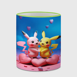 Кружка 3D Влюбленные Пикачу, цвет: 3D-светло-зеленый кант — фото 2