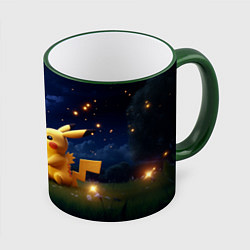 Кружка 3D Любовь Пикачу, цвет: 3D-зеленый кант