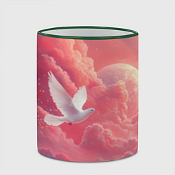 Кружка 3D Белый голубь в небесах, цвет: 3D-зеленый кант — фото 2