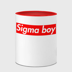 Кружка 3D A real sigma boy merch meme надпись из песни в тик, цвет: 3D-белый + красный — фото 2