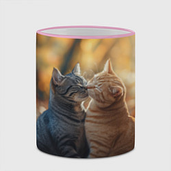 Кружка 3D Кот и кошка целуются, цвет: 3D-розовый кант — фото 2