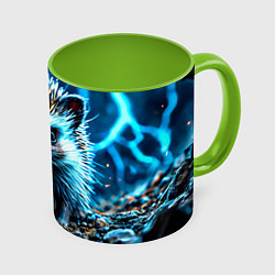 Кружка цветная Ежик в разрядах молний