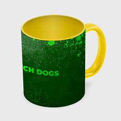 Кружка 3D Watch Dogs - green gradient по-горизонтали, цвет: 3D-белый + желтый