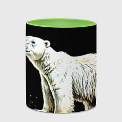 Кружка 3D Белый медведь на черном, цвет: 3D-белый + светло-зеленый — фото 2