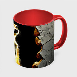 Кружка 3D Сурикат на черном, цвет: 3D-белый + красный