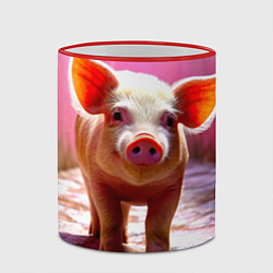 Кружка 3D Поросенок в розовом, цвет: 3D-красный кант — фото 2