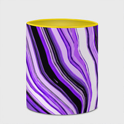 Кружка 3D Волнистые вертикальные чёрно-фиолетовые полосы, цвет: 3D-белый + желтый — фото 2