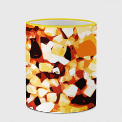 Кружка 3D Жёлто-белая абстракция на чёрном фоне, цвет: 3D-желтый кант — фото 2