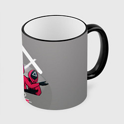 Кружка 3D Персонажи из Игра в кальмара, цвет: 3D-черный кант